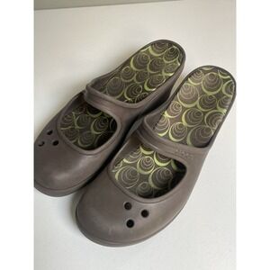 Crocs Mary Jane‎ Frances Wedge Clog 10 Women's Brown Dressy Comfort Casual Heel